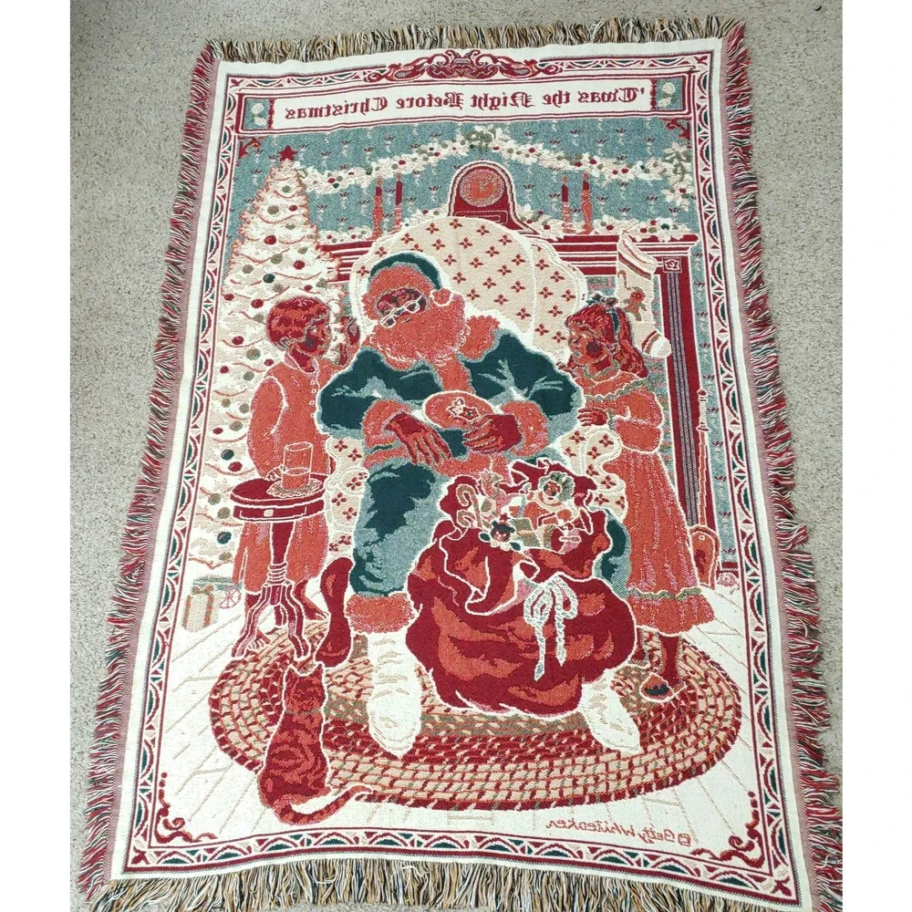 Holiday Tapestry Throw Blanket-Wall‎ Hanging-Night Before Christmas-Whiteaker
